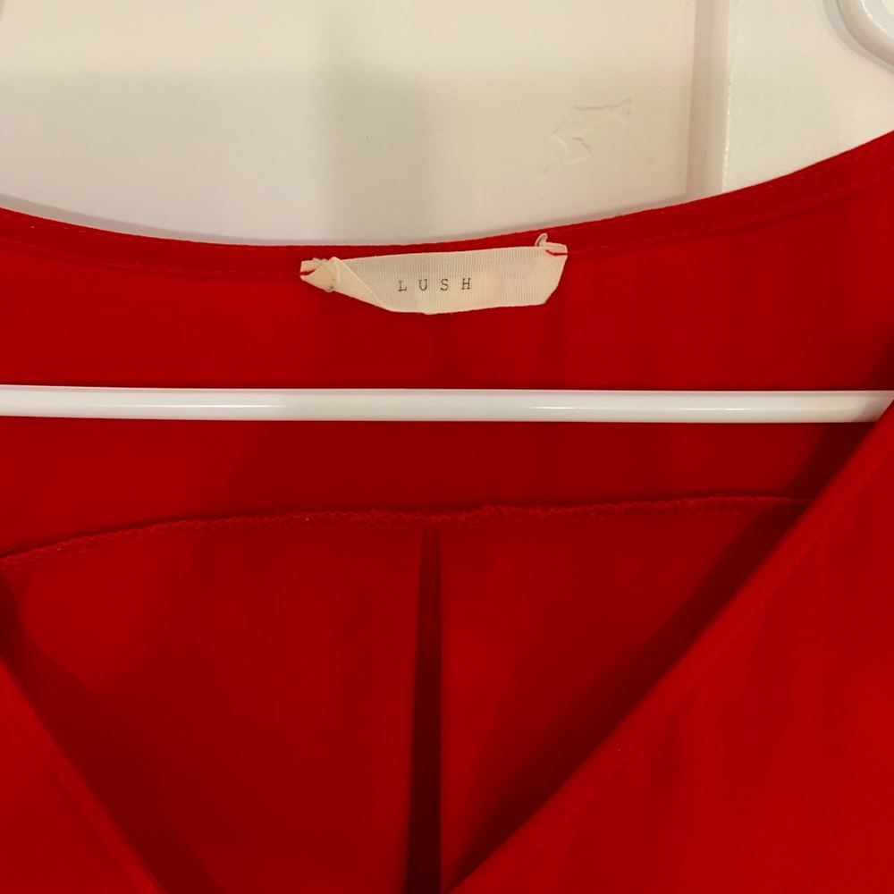 Lush red wrap front blouse